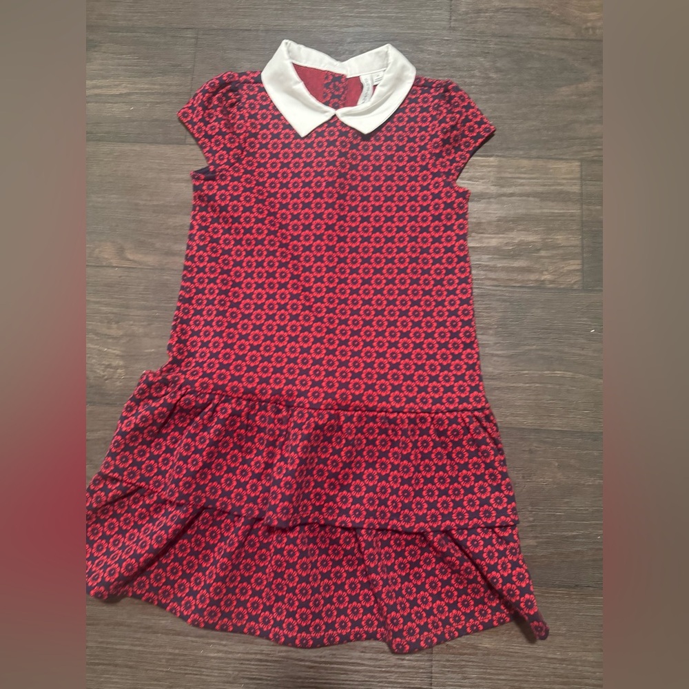 Janie & Jack Black Patterned Dress with White Collar